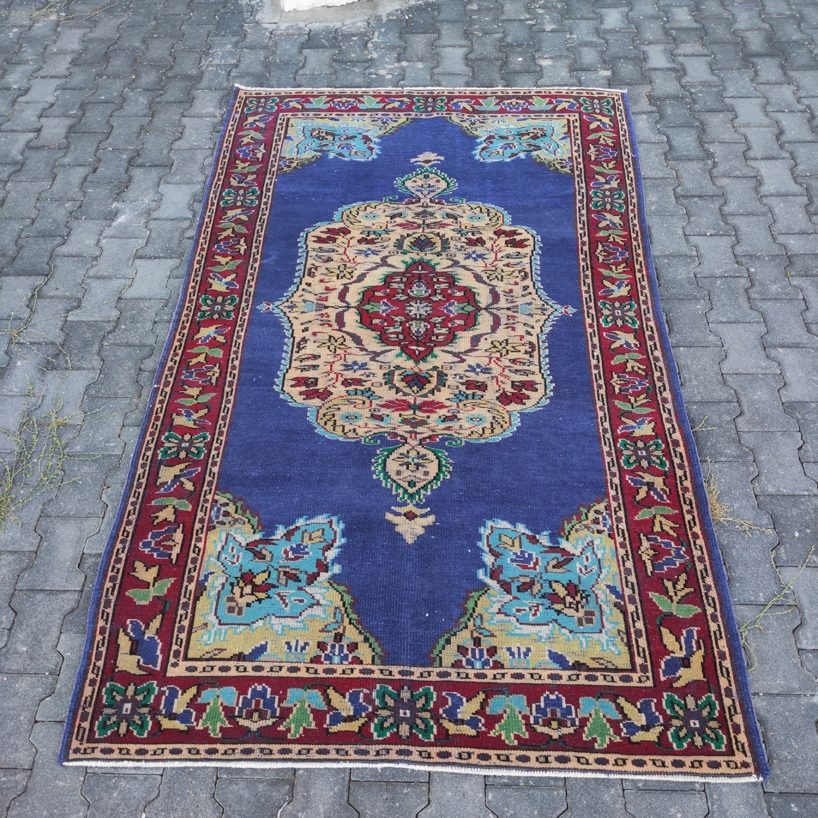 Oversize Turkish Vintage Area Rug 4.92 x 8.4 ft , 5x8 Handmade 150 x 256 cm