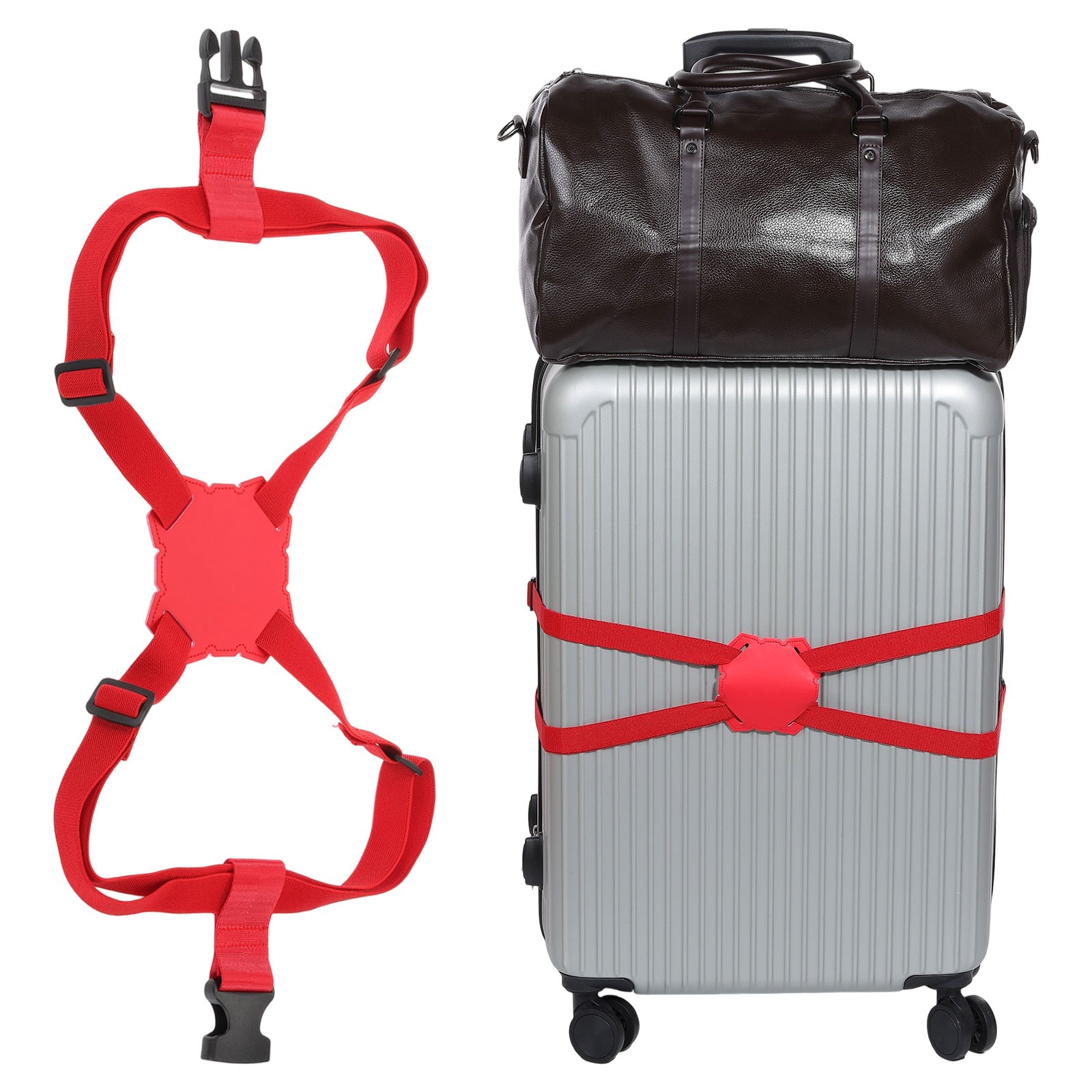 Luggage Strap Bag Bungee Elastic Suitcase Adjustable Belt for Add A Bag, Red