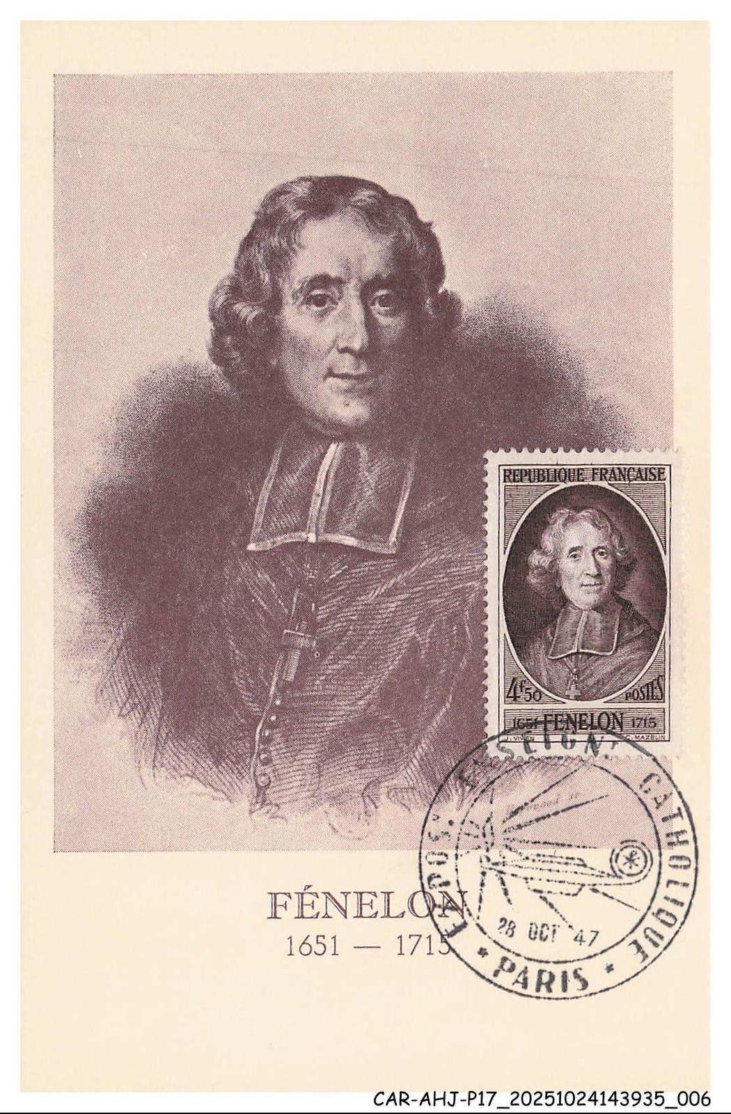 CAR-AHJP17-0780-CARTE-MAXIMUM - Fénelon - 1947