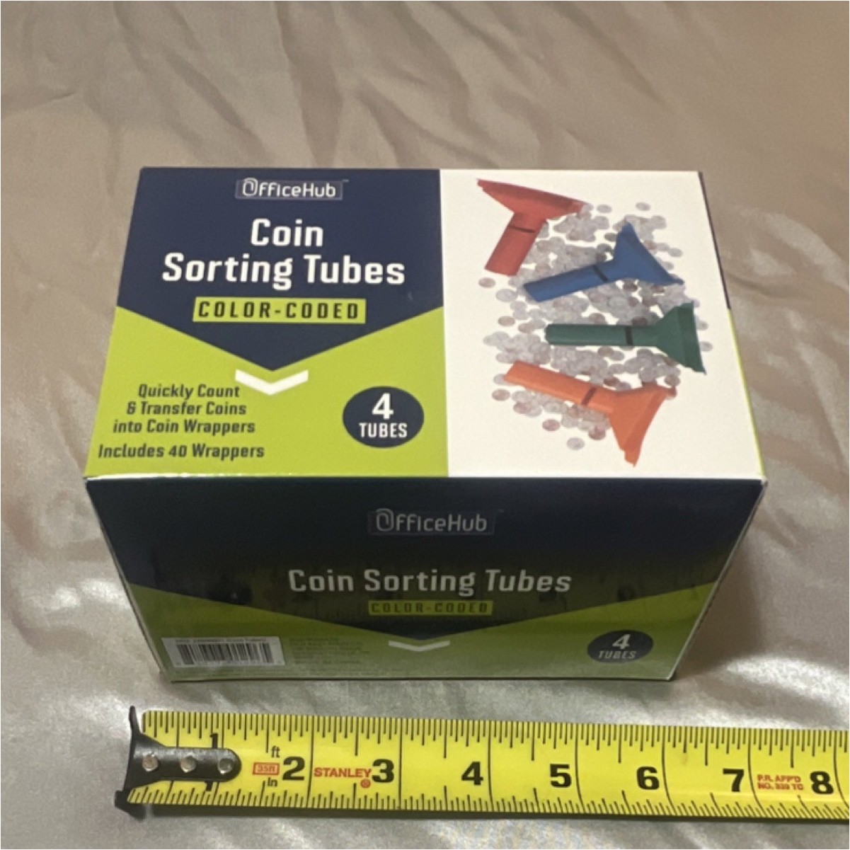 OfficeHub Coin Sorting Tubes Color-Coded 4 Tubes with 40 Wrappers