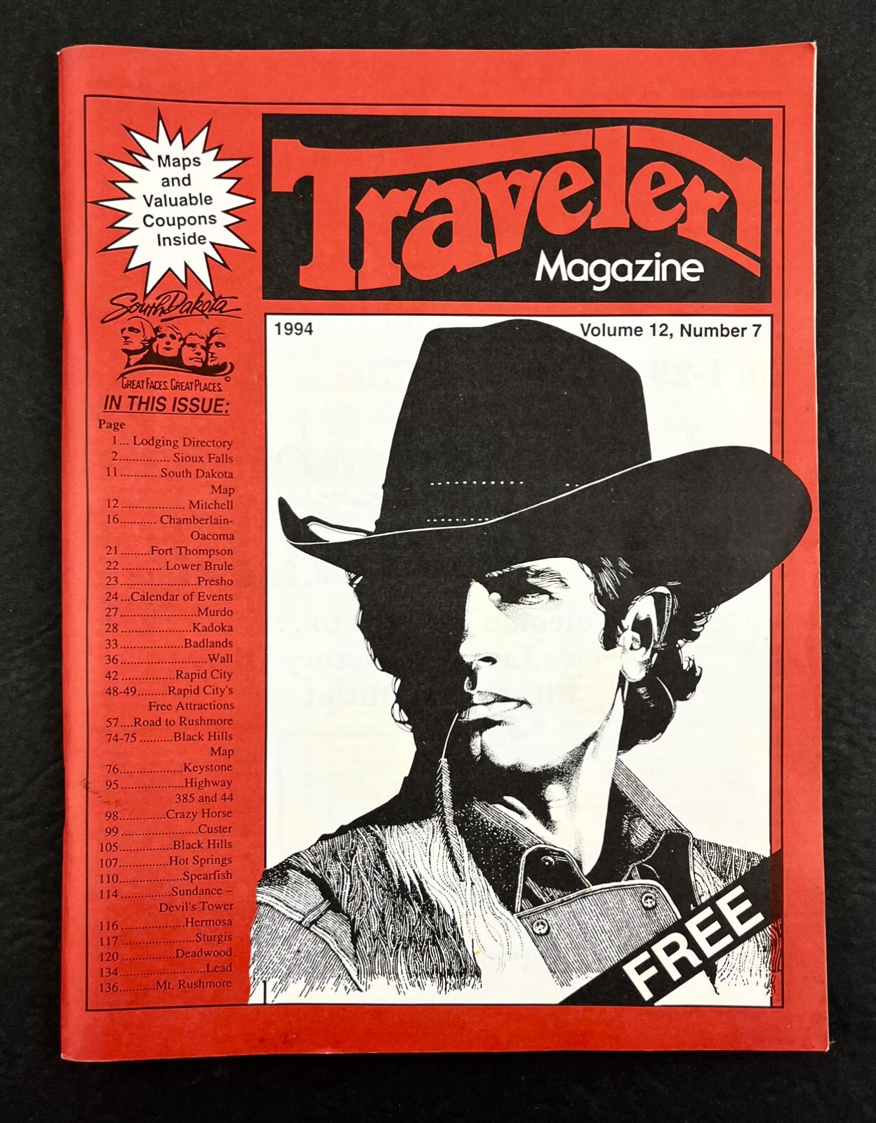 1994 South Dakota Tourist Recreation Lodging Dining Ads Vtg Traveler Magazine