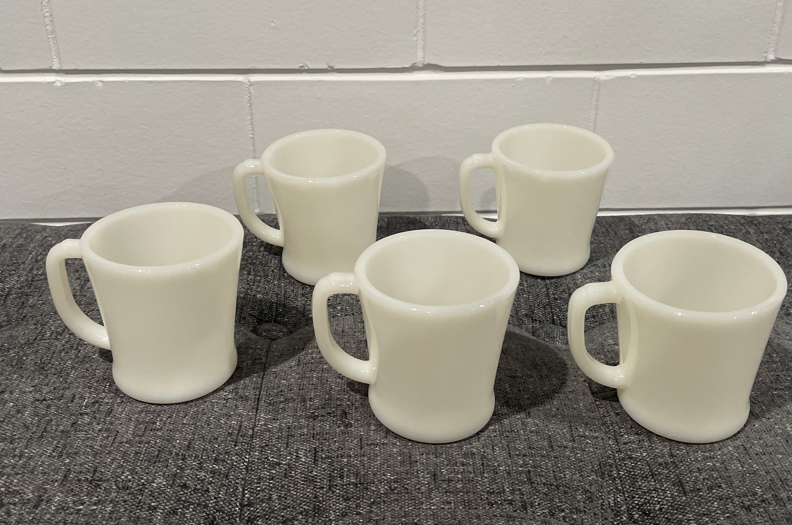 Vintage Anchor Hocking Fire-King D-Handle Milk Glads Mugs (Set of 5)