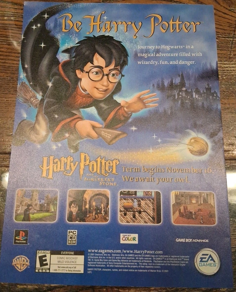 Harry Potter And The Sorcerer's Stone Video Game Vintage Print Ad 2001 8x11