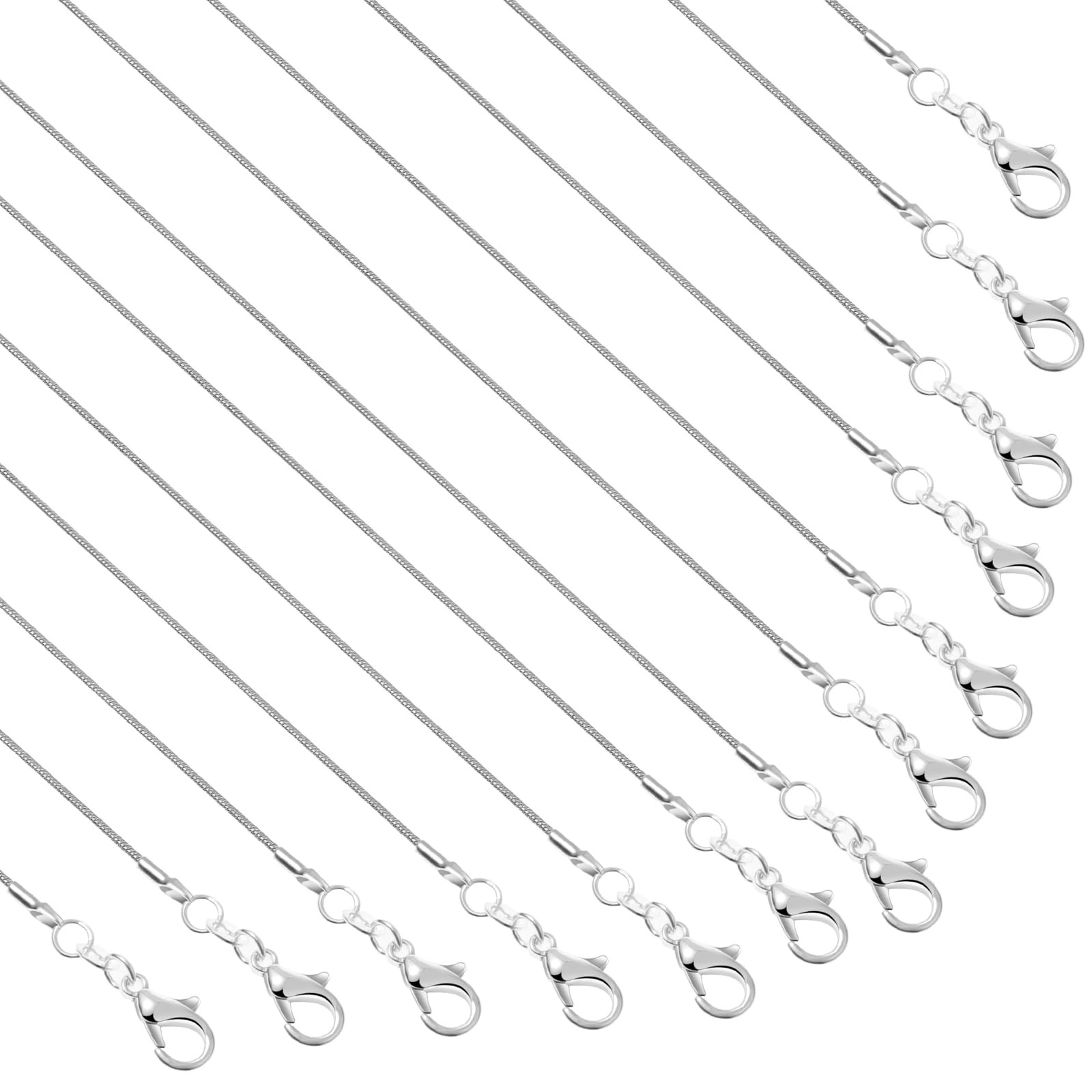 25 Pack Silver Chains for Jewelry Making, Paxcoo Metal 18 Inches, 