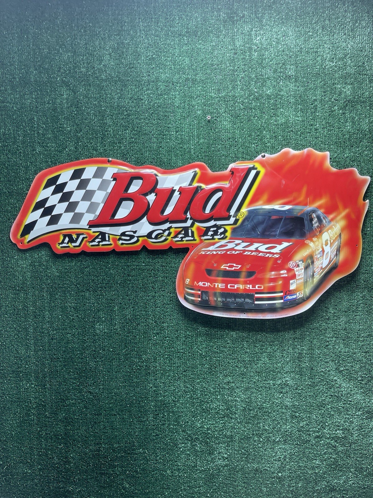 Vintage 1998 Bud Racing Metal Sign Monte Carlo #8 Dale Earnhardt Jr 34”x16.5”.