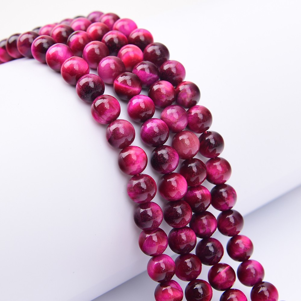 2 Strands 10mm Natural Rose Tiger Eye Stone Round Loose Beads Strands 15" DIY