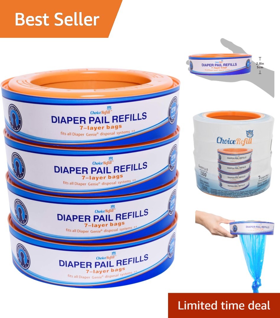 Cost-Effective 1300 Count Diaper Genie Refills - Heavy Duty Odor Control