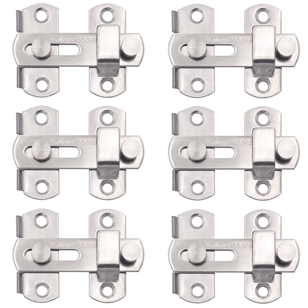 Wolfride 6pcs Flip Door Latch Lock Stainless Steel bar for Silver 