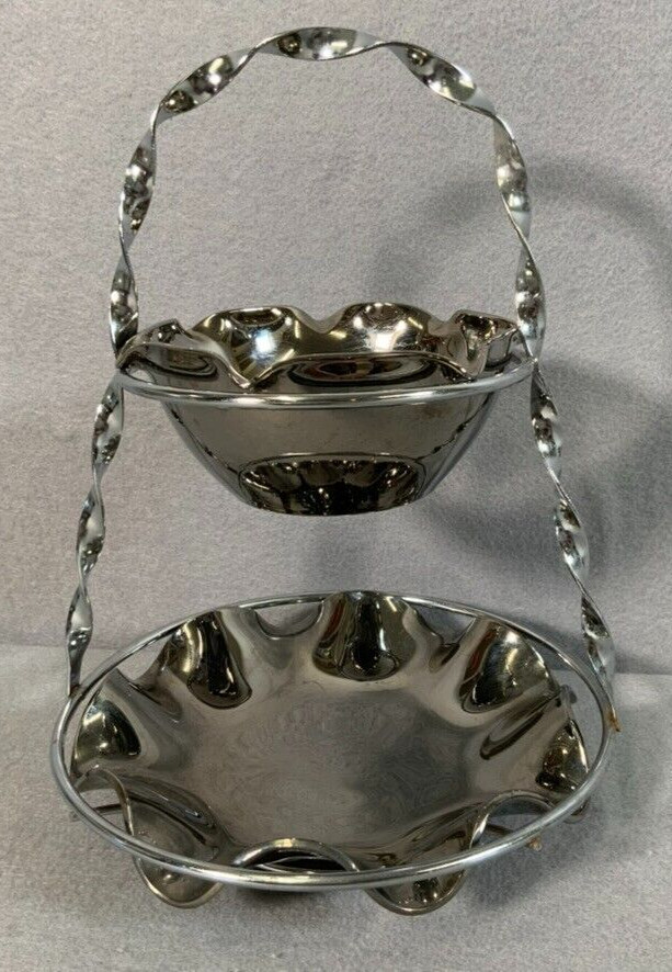 Vintage Dorothy Thorpe Scalloped Appetizer Plate Bowl Carrier MCM