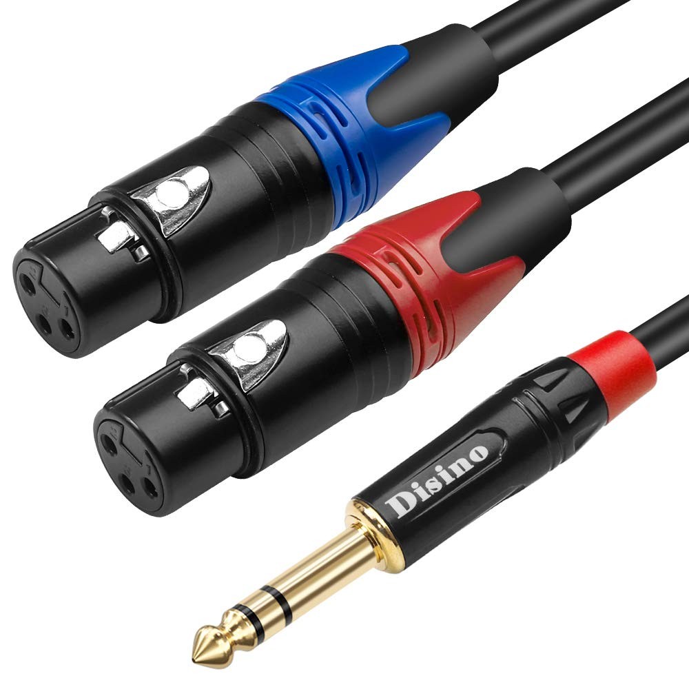 Dual Female XLR to 1/4 inch(6.35mm) TRS Stereo Plug Y-Splitter Cable, Unbalan...