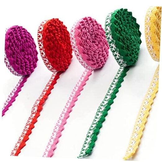  Multicolor Lace Ribbon 20 Yards Vintage Cotton Lace Trim for White+Muticolor