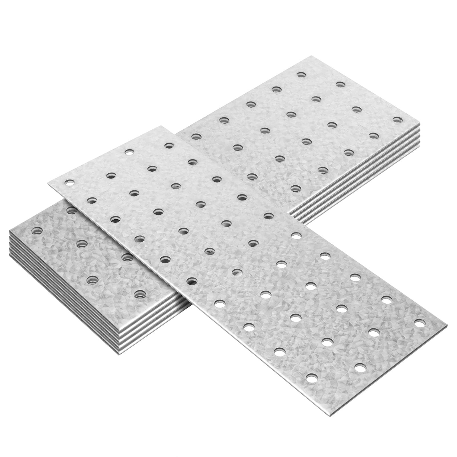 6 Pcs Flat Tie Plate, 8-1/8" L x 3" W, Steel, Silver, Hot Dip Aluminum-Zinc C...