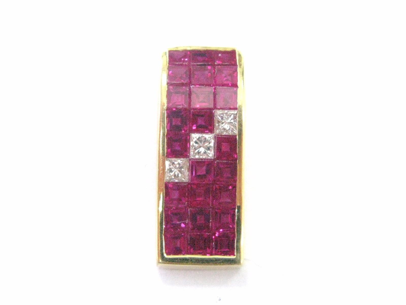18Kt Gem Ruby Diamond Yellow Gold Jewelry Pendant 1.35Ct