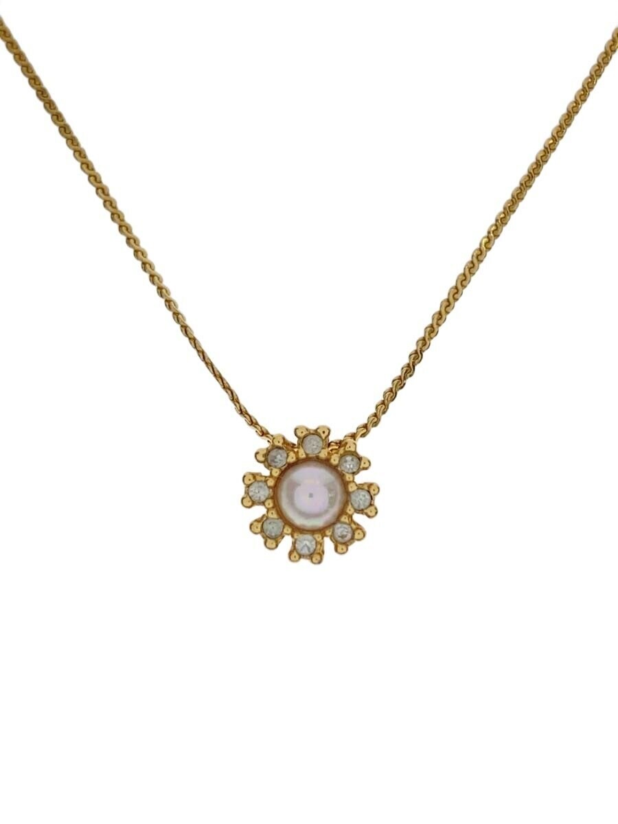 Christian Dior Fake Pearl Top Necklace Pearl Gld With Top Ladies M1o48