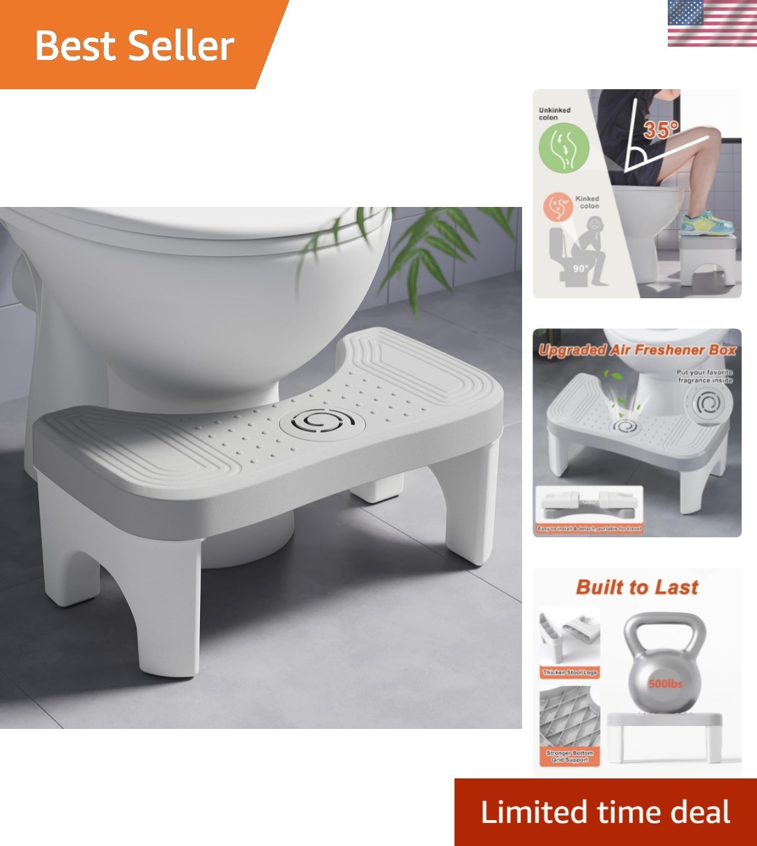Squatting Toilet Stool for Adults, 7 Inch Poop Stool Squat Adult, Non-Slip Po...