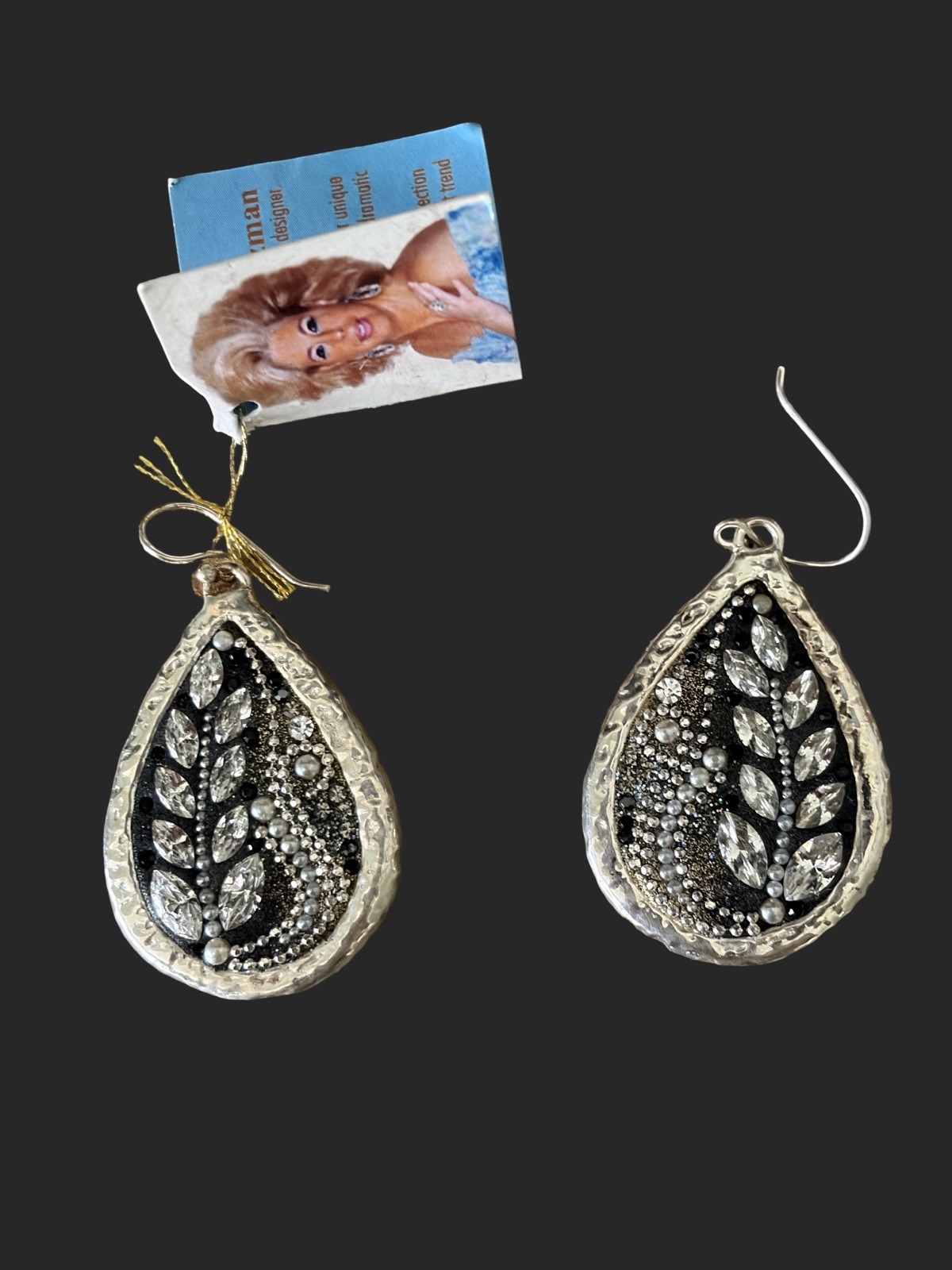 Orit Schatzman O.S.925 Sterling Silver Teardrop Dangle Hook Earrings