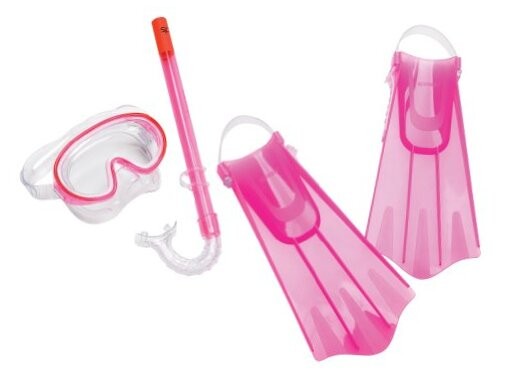  Aqua Quest Swim Mask, Snorkel & Fins Set Small-Medium Pink Frost