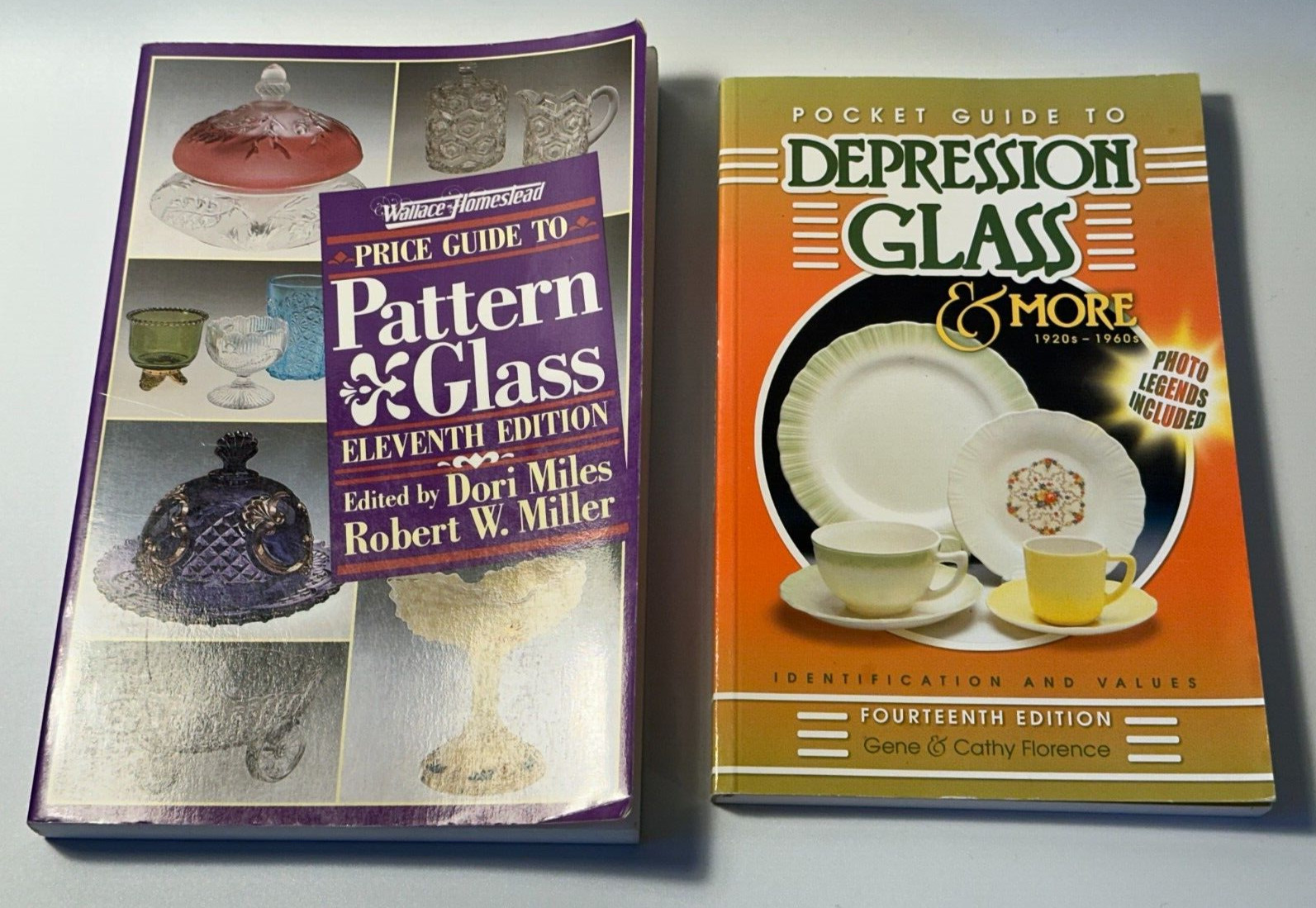 Pocket Guide to Depression glass 2005 & price guide to pattern glass  1986 books