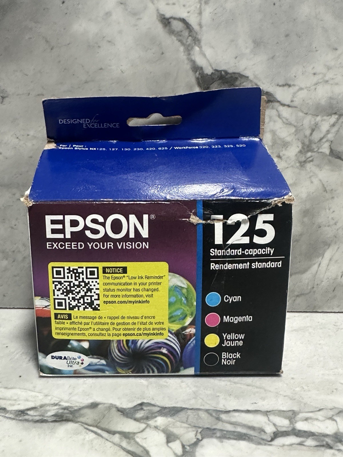 Epson Genuine 125 Black Cyan Magenta Yellow Ink Cartridges 07/2027 Sealed