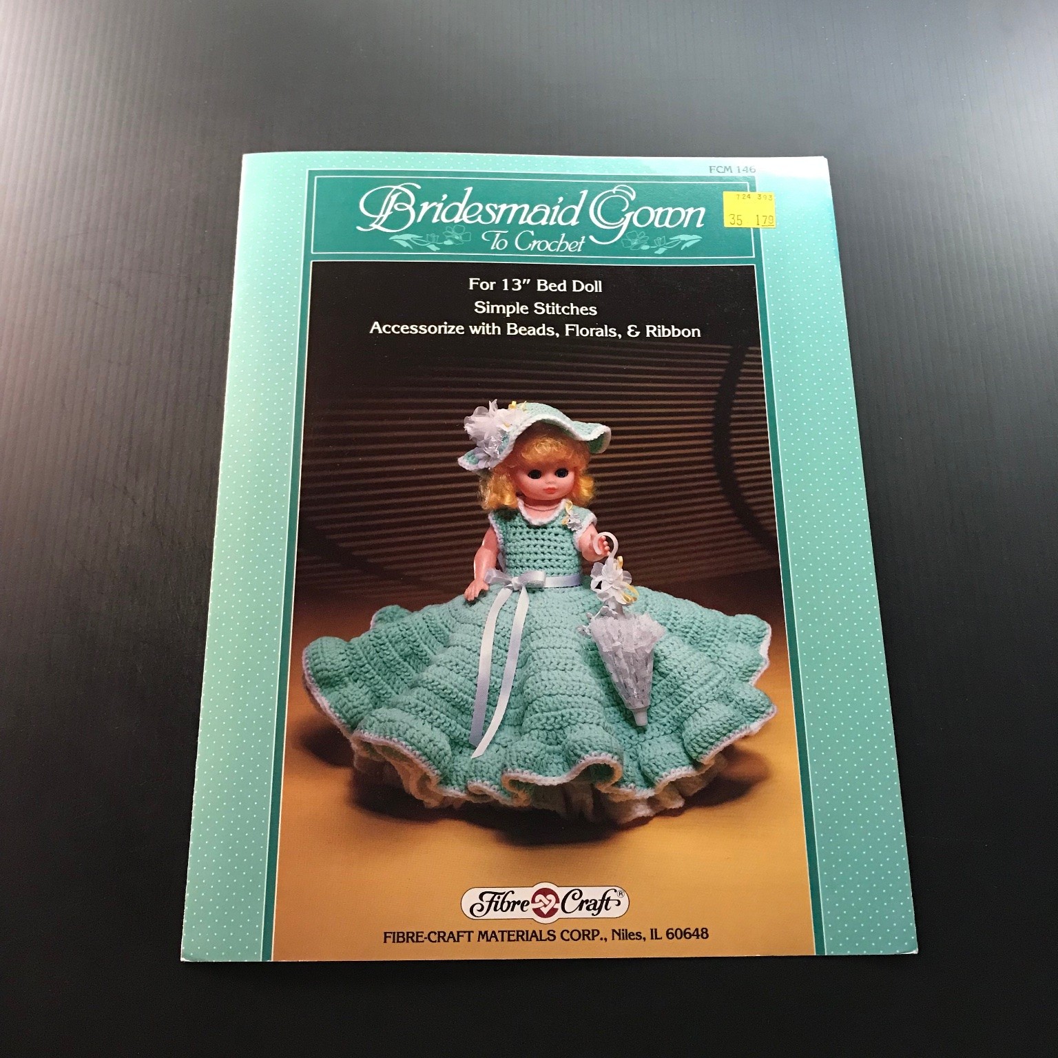 Bridesmaid Gown To Crochet 13" Bed Doll Pattern Paula Tipton 1988 FCM 146