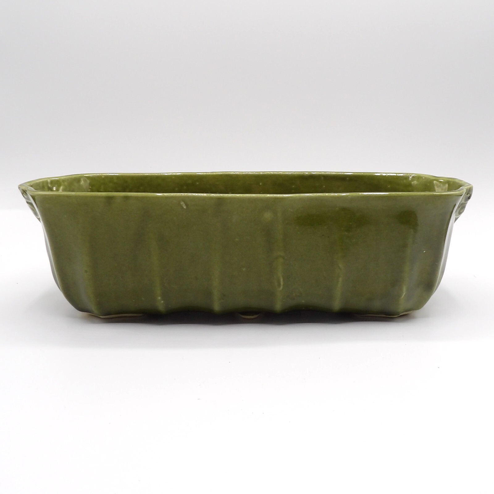 Vintage MCM Brush Pottery 12” Green Rectangular Oblong Planter F550