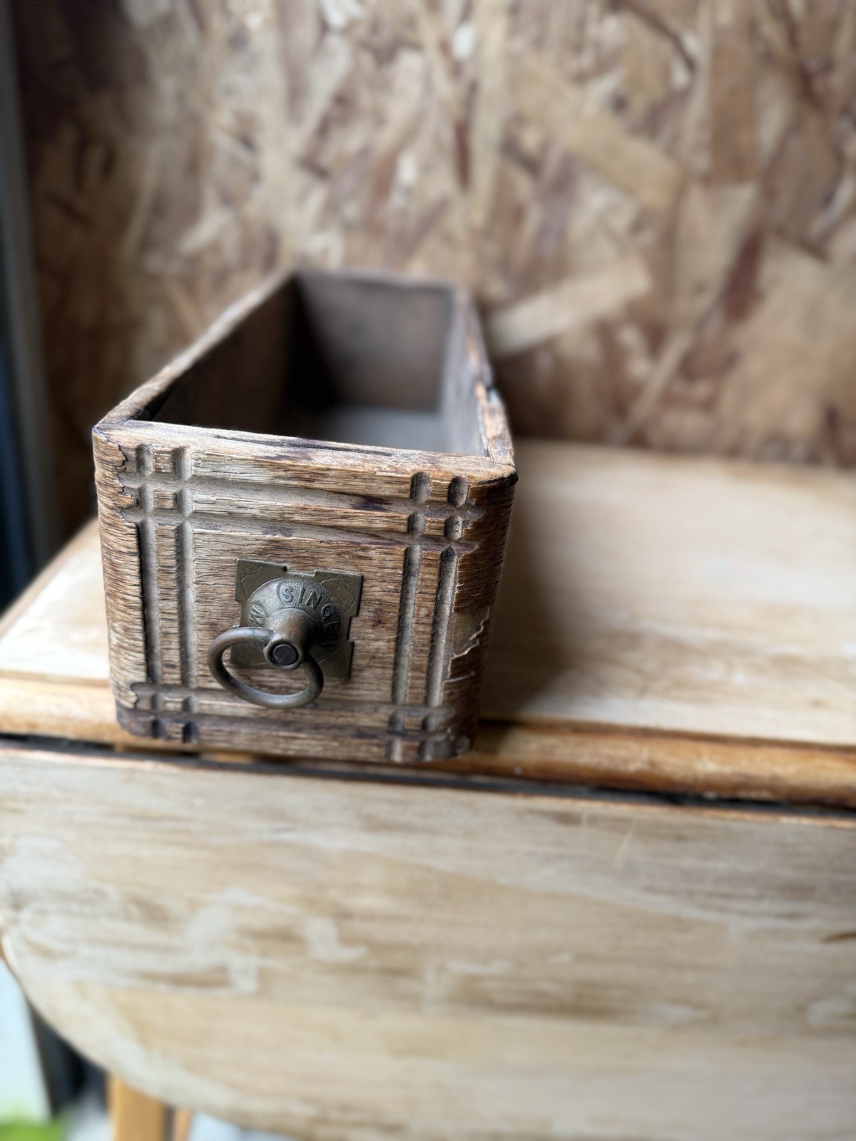 Antique Treadle Singer Brand Sewing Machine Drawer