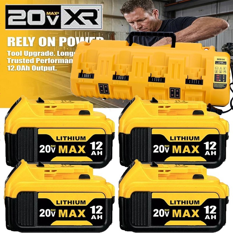 2Pack 4PACK For DeWalt 20V 20 Volt Max 12.0AH Lithium Battery DCB206-2 / Charger