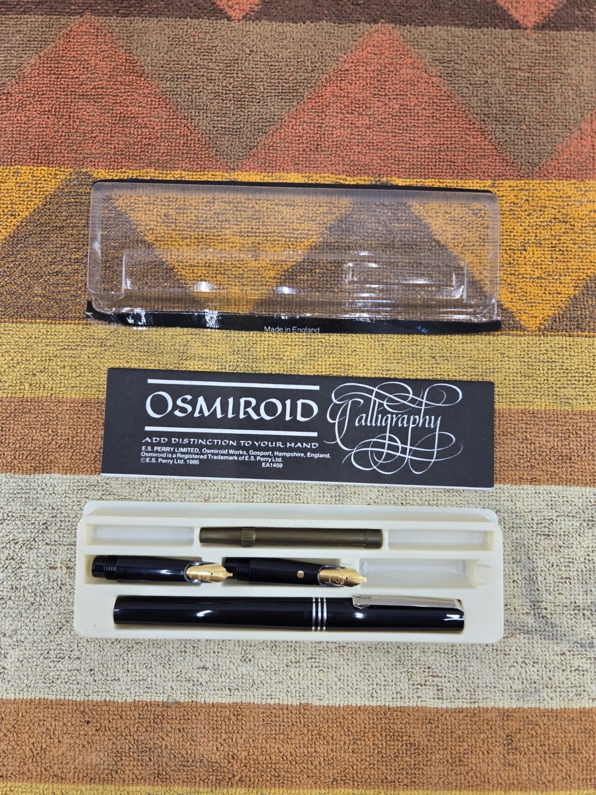 VTG OSMIROID BASIC CALLIGRAPHY SET 22kt Gold Plated 3 Easy Change Nibs Untested