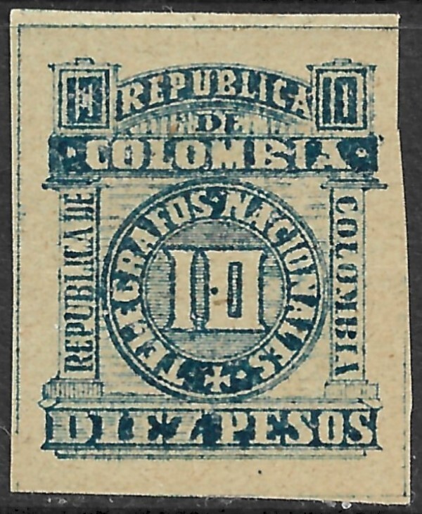 Colombia Telegraph Stamp Temprano 63 XF Mint Hinged OG Issued 1904.
