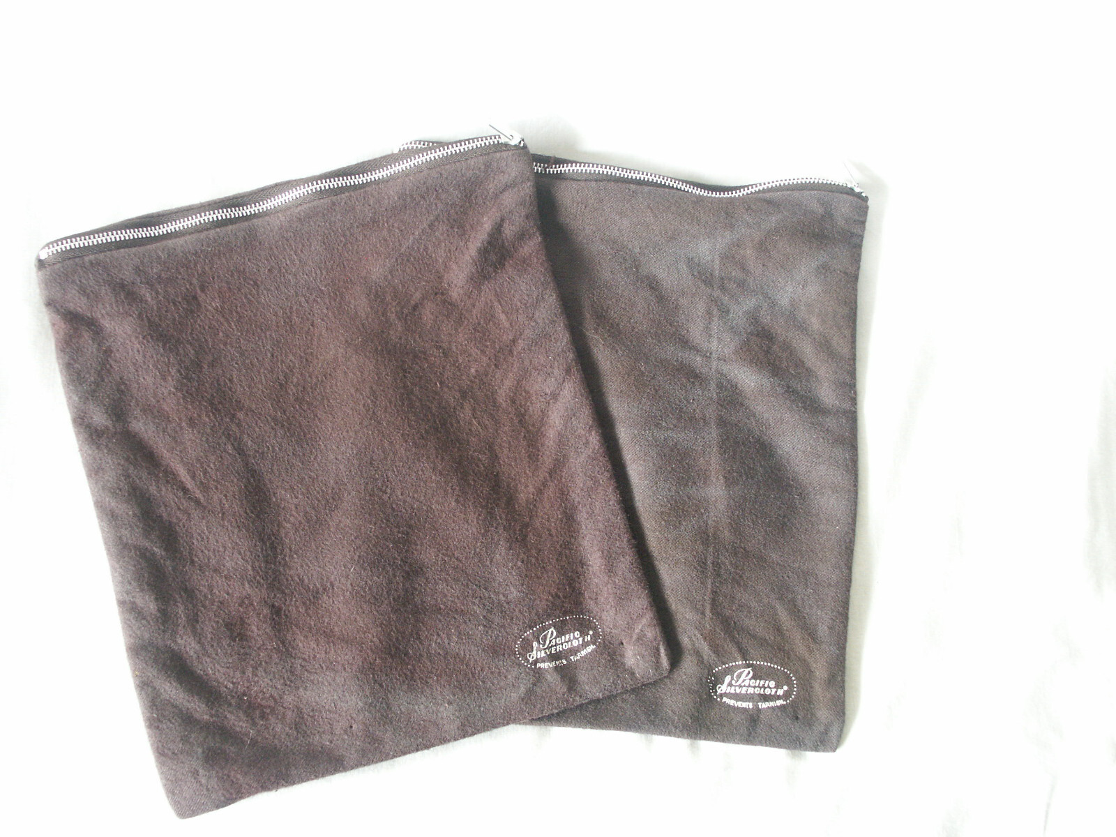 2 Pacific Silvercloth Anti-Tarnish Cloth Zippered Bags Sterling Storage 9"x10"