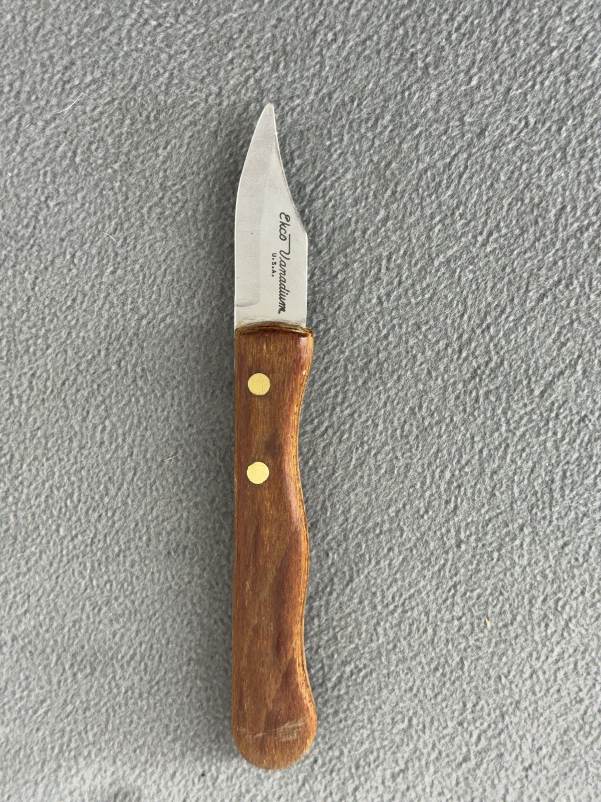 RARE Ekco Vanadium Reverse Handle Paring Knife USA 🇺🇸 2” Blade Wood Handle.
