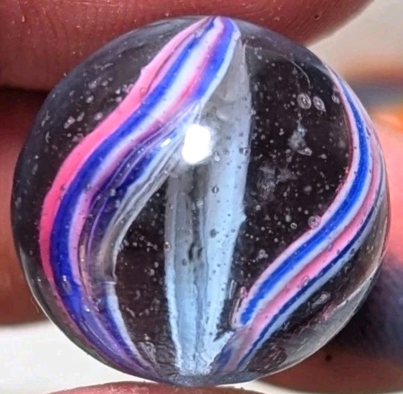 25/32" Oddball Open Solid Core Peppermint Banded German Handmade Marbles , MM