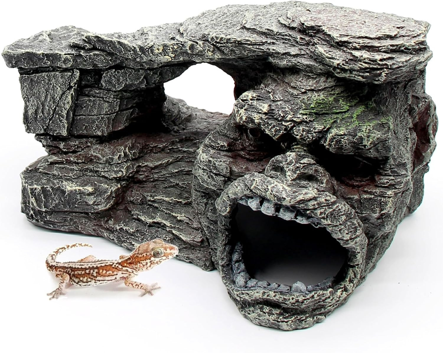 Gecko Hide Step Ledge – Reptile Rock Basking Platform & Cave Hideout