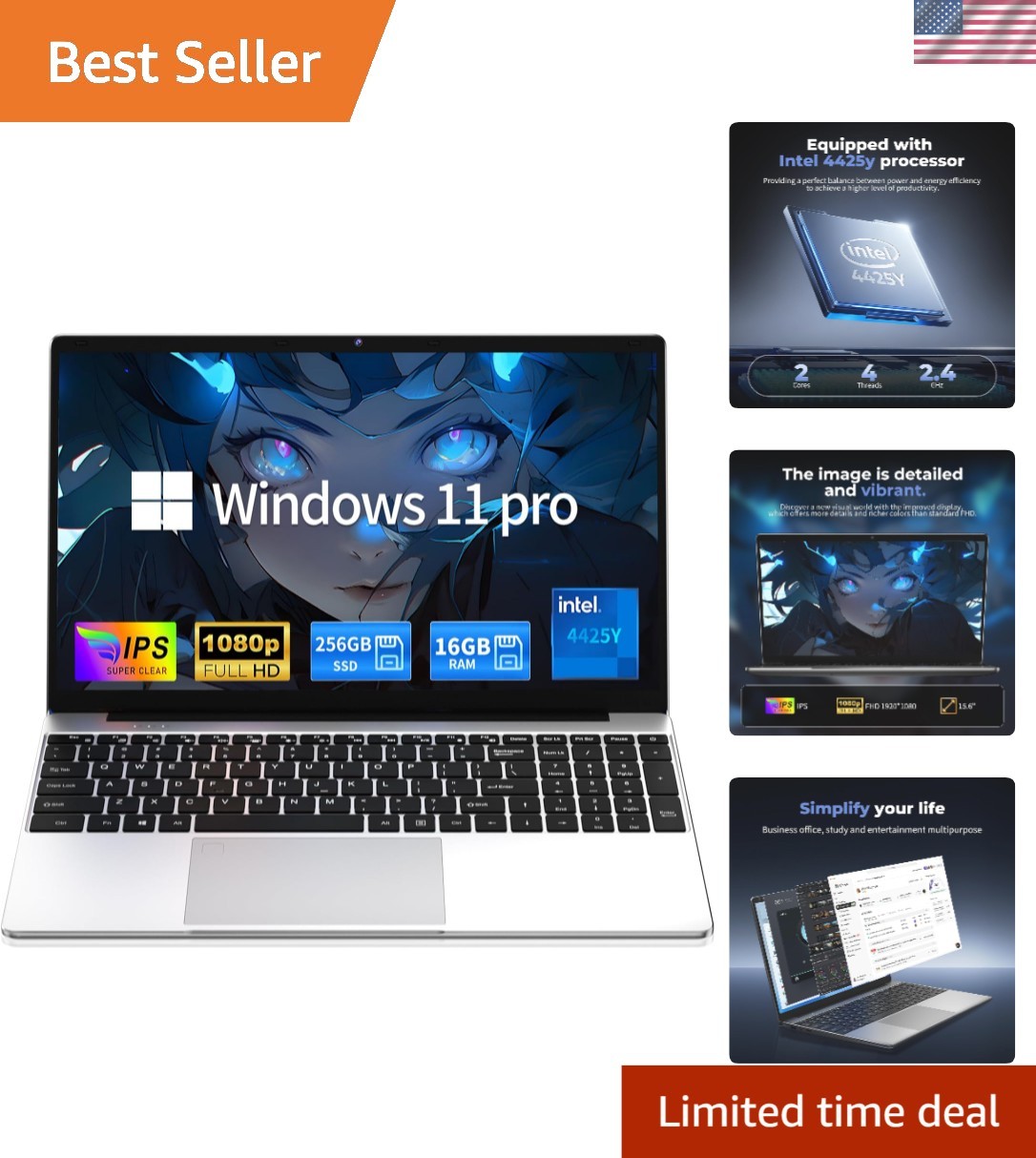 Laptop Computer 2026, 15.6 Inch Lap Top Pc Window 10/11 L.T.S.C 256GB SSD