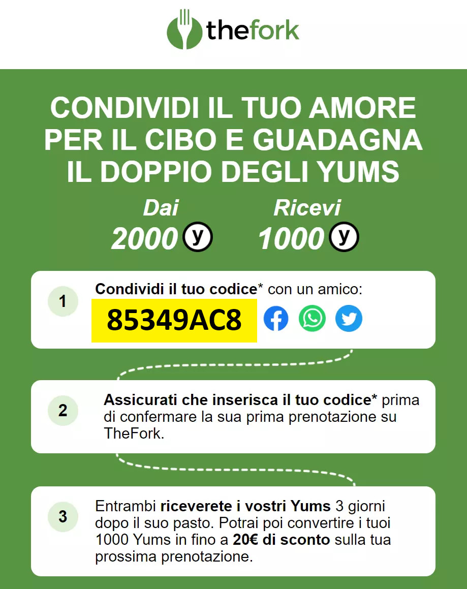 THE FORK €50 Bonus Welcome Code Discount YUMS - Code 85349AC8 - Free Eat