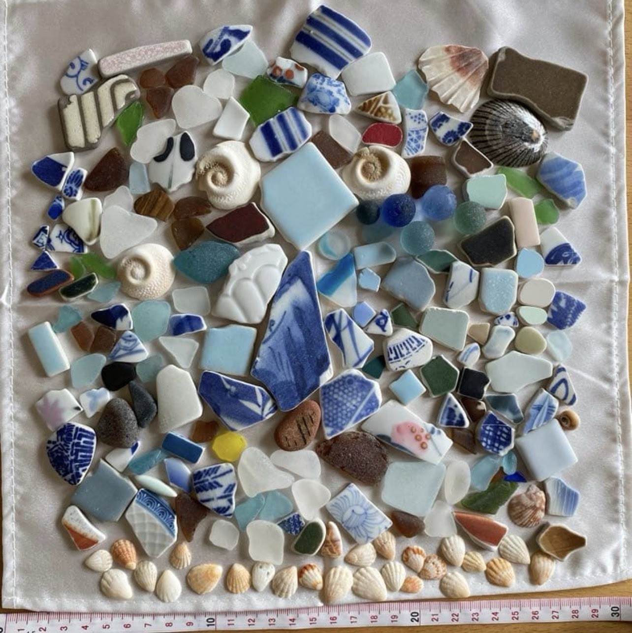 japanese sea glass Surf-Tumbled Various pottery shell marble mix