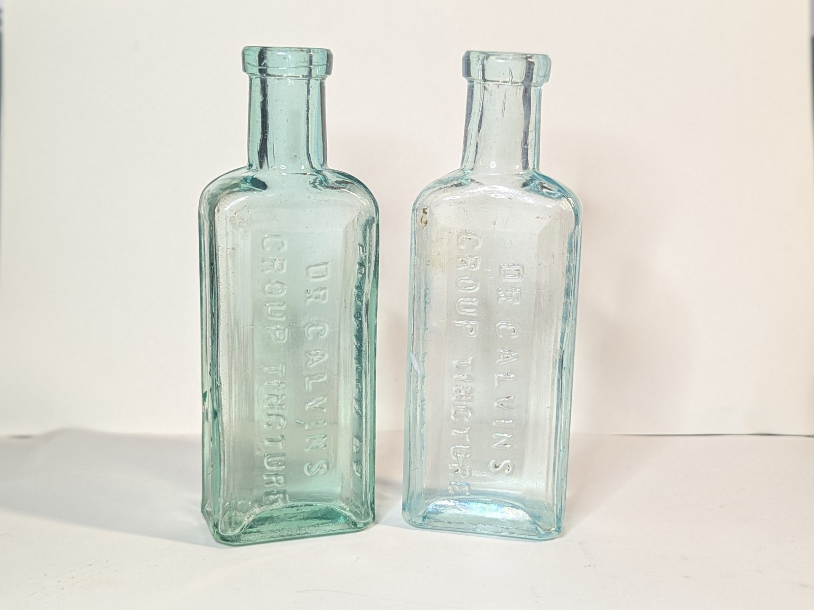 Antique Apothecary Aqua Glass Bottles - 1900s Vintage Croup Tincture Scranton PA