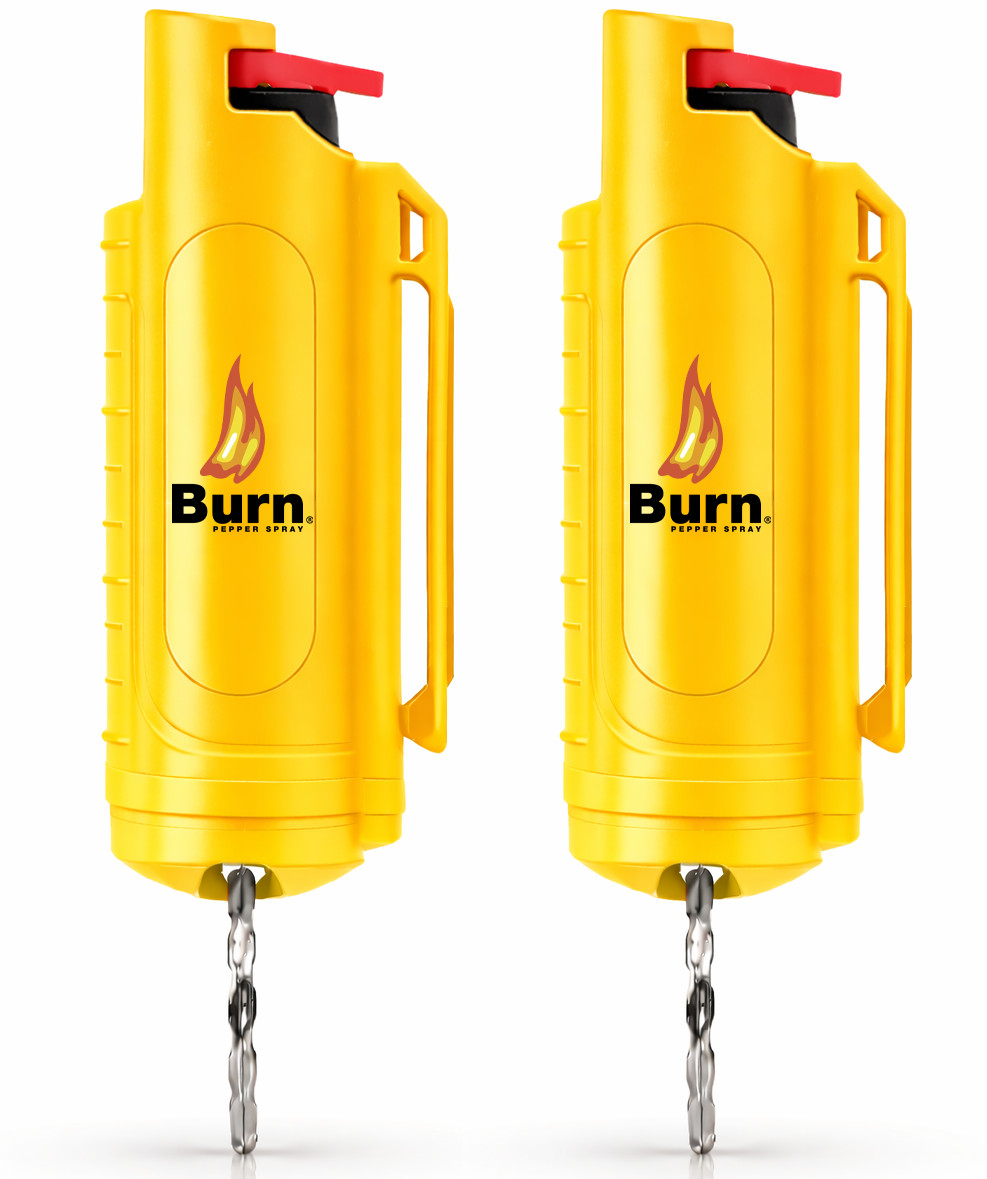 2 Pack Burn Pepper Spray Keychain 0.5 oz Yellow Police Strength Self Defense