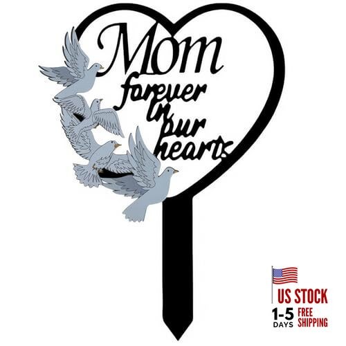 11 inch Metal Memorial Stake Grave Decorations for Cemetery Gravesite Mom