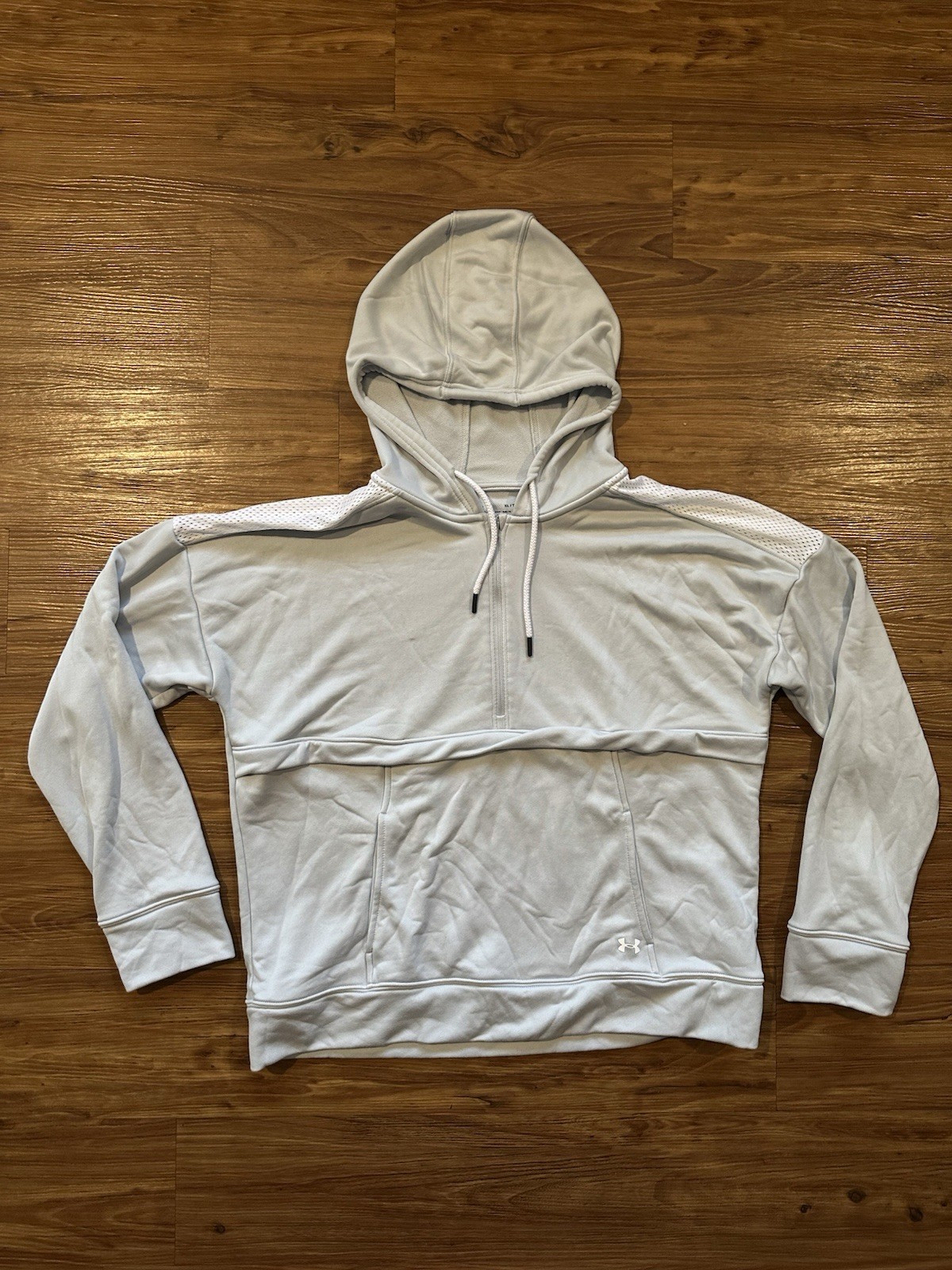Under Armour Women’s XL Half-Zip Hoodie Light Gray Pullover Pockets Loose Fit