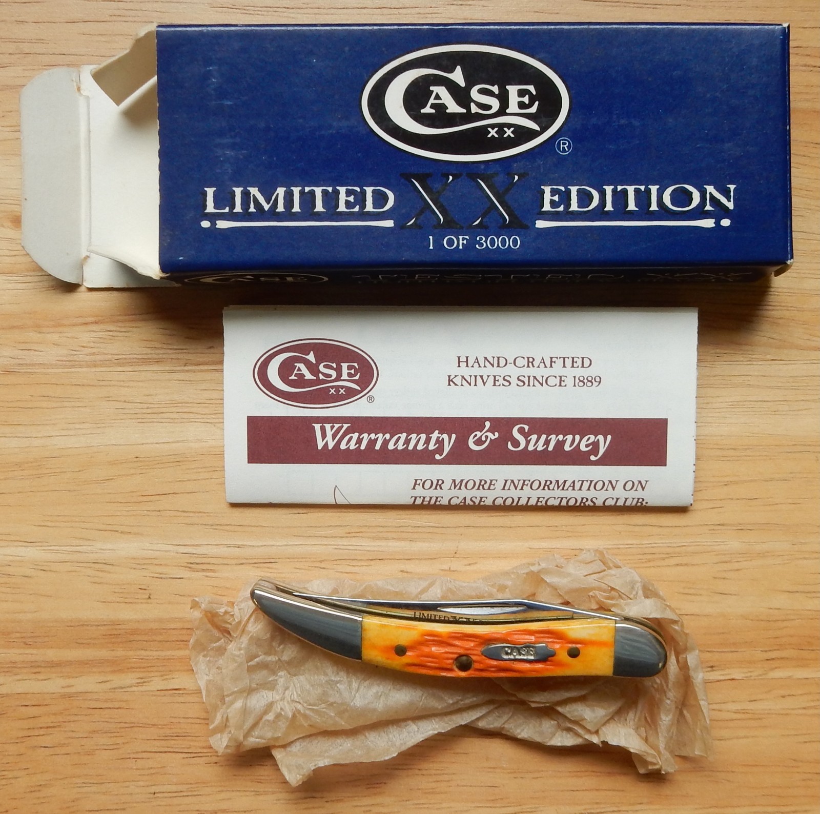 Case XX Limited Edition #17071 Orange Peel Bone TX Toothpick Pocket Knife (2004)