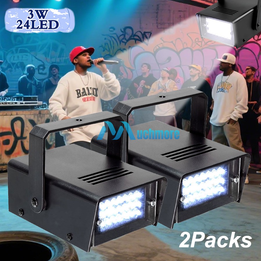 1~2Pack Disco Party Strobe Light LED White Lights Halloween Flashing Stage Light