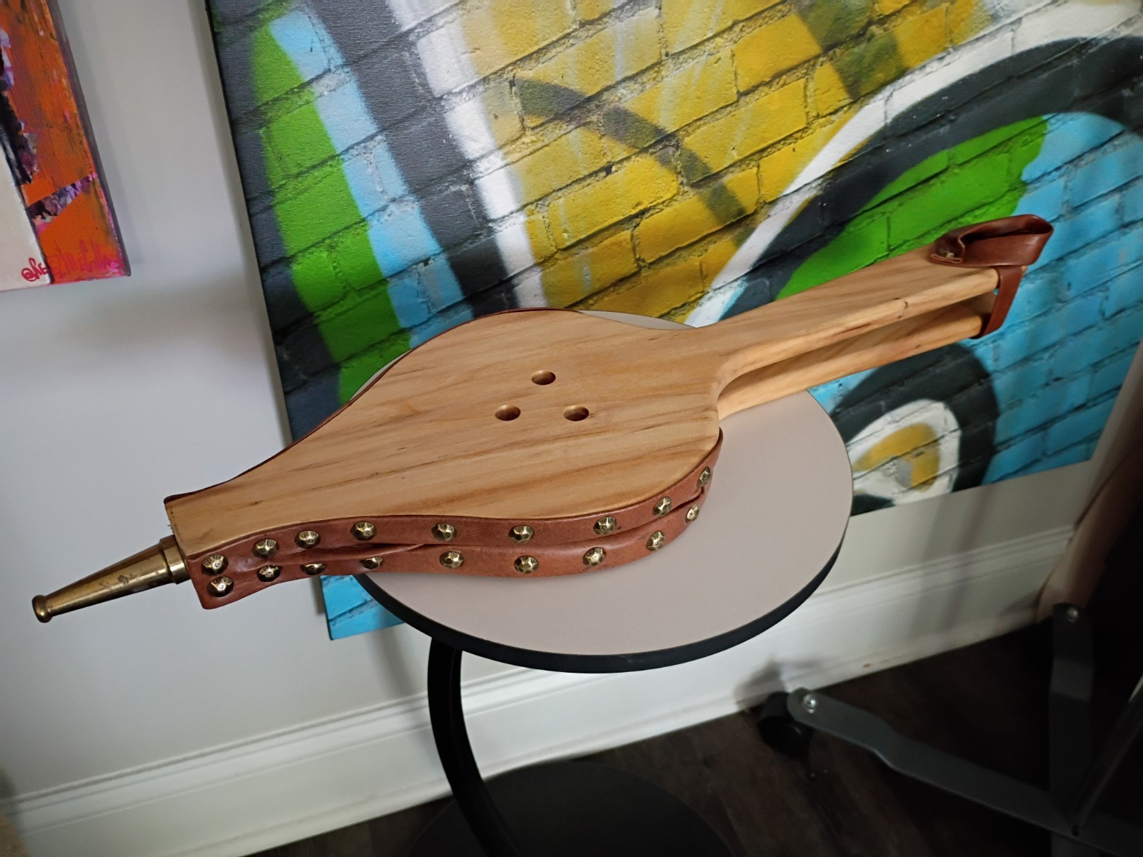 Wooden Fireplace Bellow Manual Blower Measures 23.5 Inches Long Fully Functional