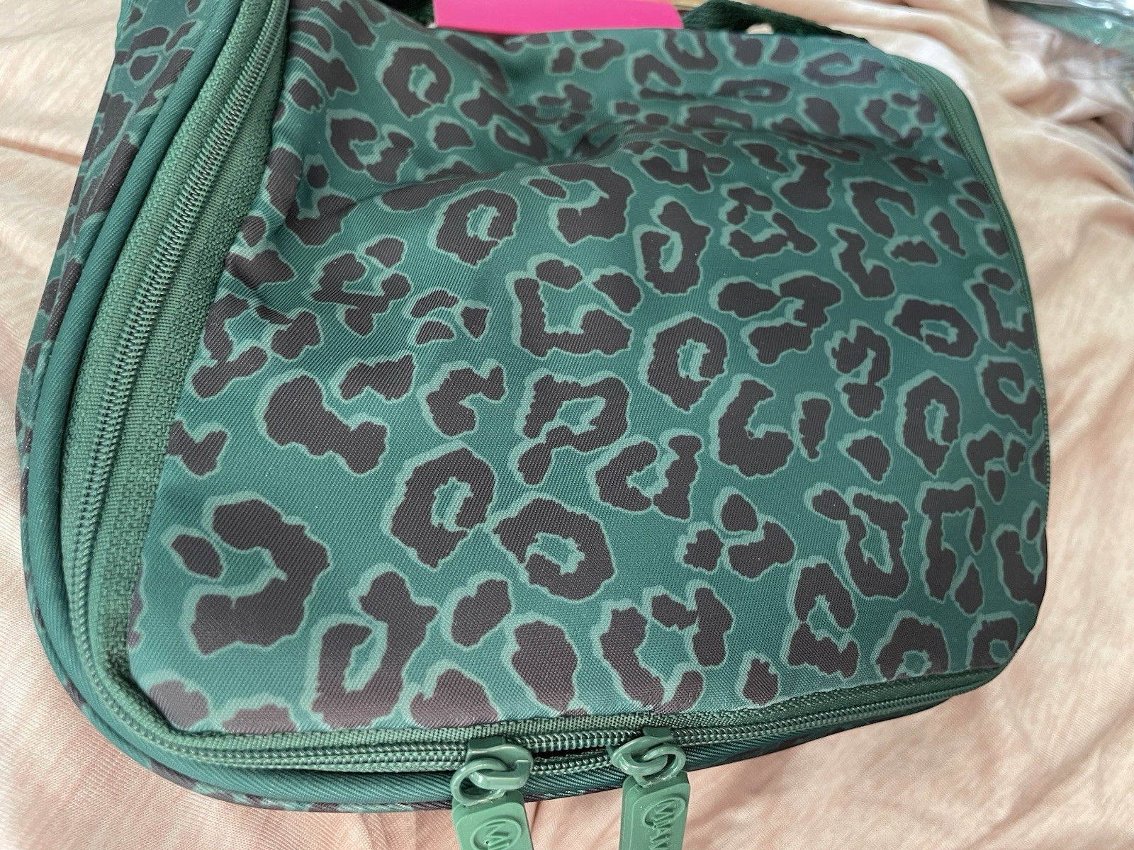 Miamica Packing Cube Set - 3-Piece Set, Clear/ Green Leopard + Toiletry Bag