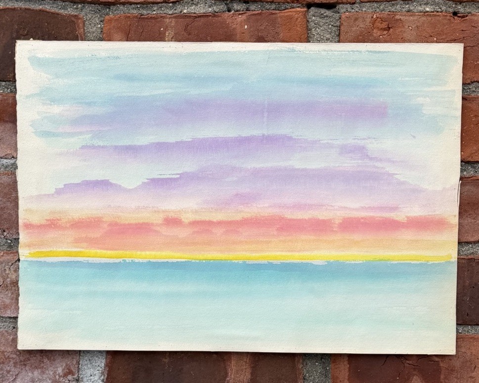 New York And Maine Artist Murray Hantman Signed Watercolor. Ethereal Seascape