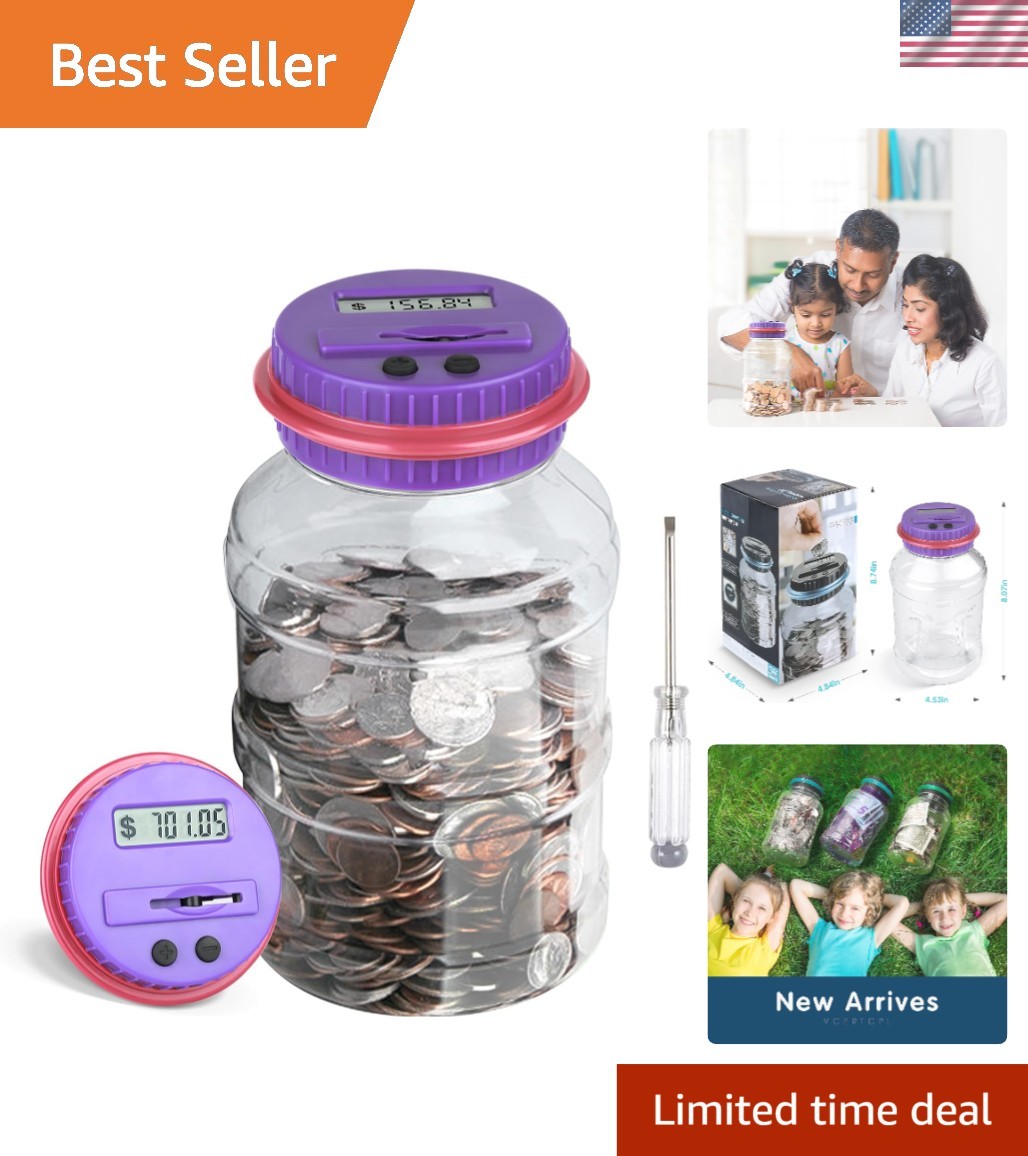 Interactive 1.8L Digital Coin Bank with LCD Screen - Perfect Educational Gift