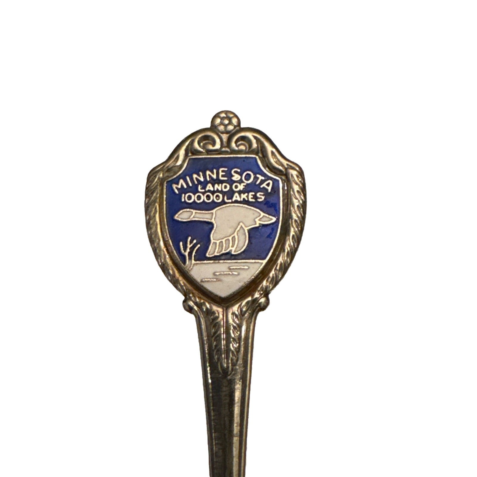 Vtg Souvenir Spoon Collectible Minnesota Land Of 10000 Lakes Enameled & Embossed