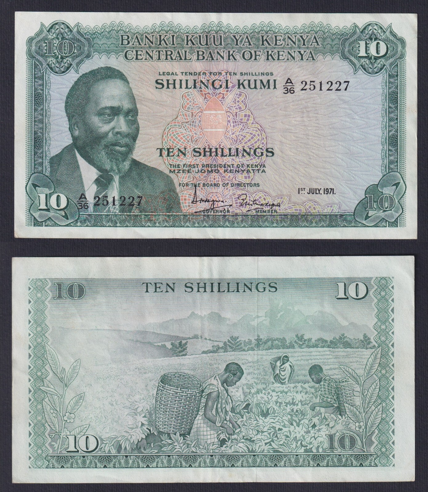 Kenya 10 Shillings Banknote 1971 P.-7B SPL/XF