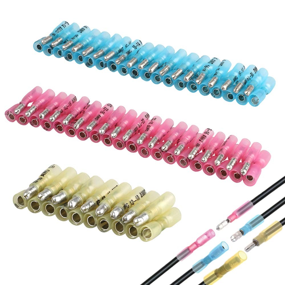 100PCS Heat Shrink Bullet Terminals - Female & Insulated Waterproof Crimp Aut...