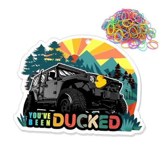 You've Been Ducked, Duck Tags, Ducking Game Cards, Black Car Retro Style Design